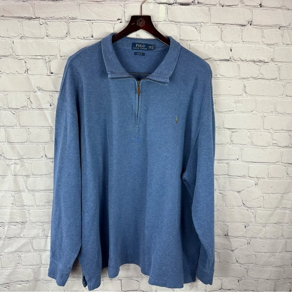Polo Ralph Lauren Estate Rib Blue 1/4 pullover Sweater sz 3XB